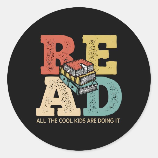 Read All The Are Reading Book Readers Classic Round Sticker (Front)