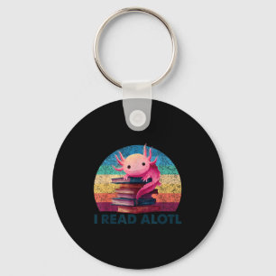 Read a'lotl axolotl book lover librarian reading keychain
