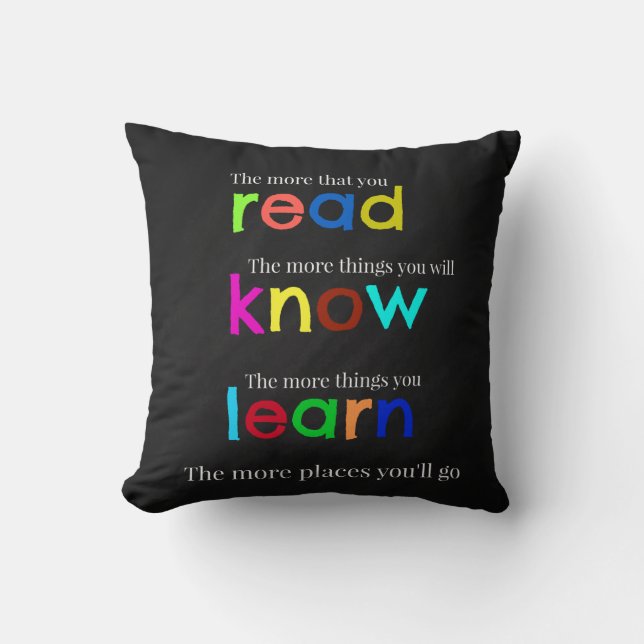 Read and learn throw pillow (Front)
