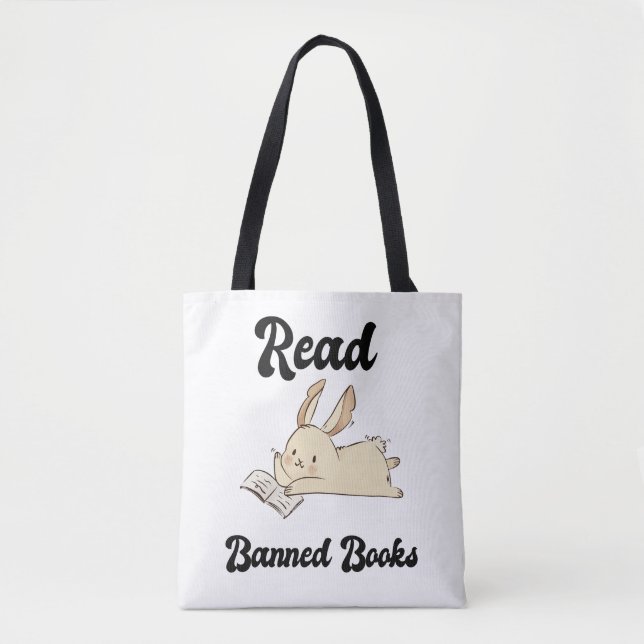 Read Banned Books Adorable Rabbit Tote Bag (Front)