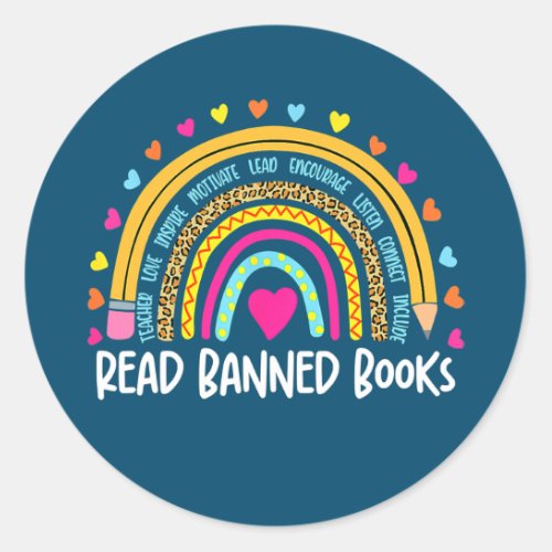 Read Banned Books Borkworm Reading Motivational Classic Round Sticker