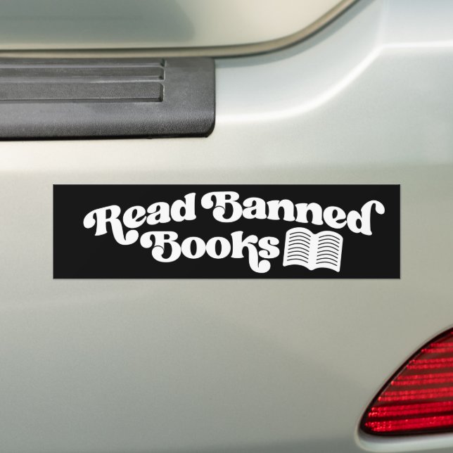 Read Banned Books Bumper Sticker (On Car)