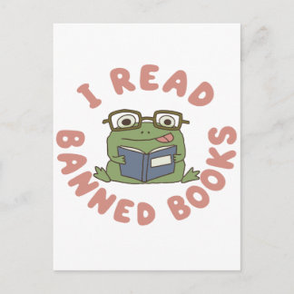 Read Banned Books Funny Frog Reading Postcard