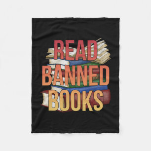 Read Banned Books Librarian Bookworm Book Reader Fleece Blanket