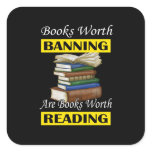 Read Banned Books Librarian Bookworm Book Reader Square Sticker