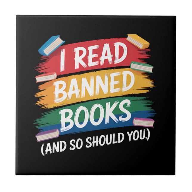 Read Banned Books Librarian Week Ceramic Tile (Front)