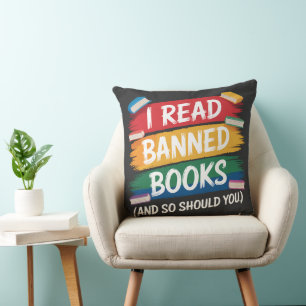 read banned books librarian week throw pillow