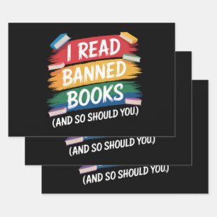 read banned books librarian week wrapping paper sheets