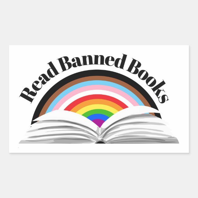 Read Banned Books Progress Pride Rectangular Sticker (Front)