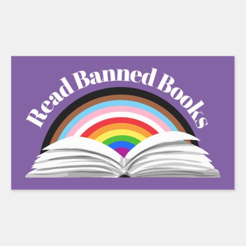 Read Banned Books Progress Pride Rectangular Sticker