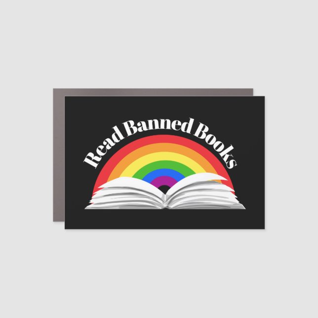 Read Banned Books Rainbow Car Magnet (Front)