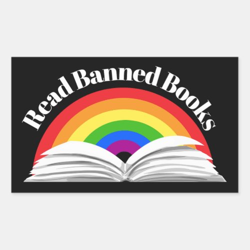 Read Banned Books Rainbow Rectangular Sticker