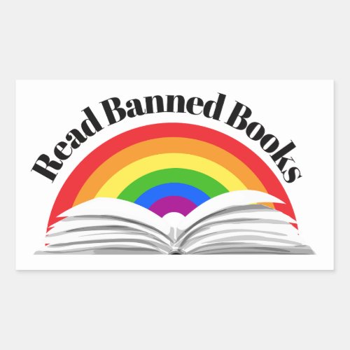Read Banned Books Rainbow Rectangular Sticker