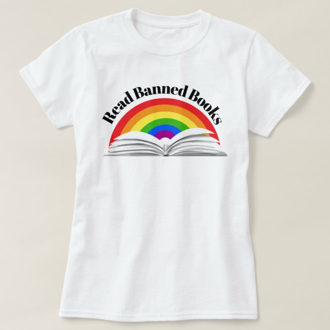 Read Banned Books Rainbow T-Shirt (Design Front)