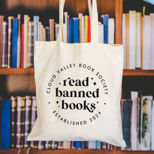 Read Banned Books Retro Lettering Personalized Tote Bag