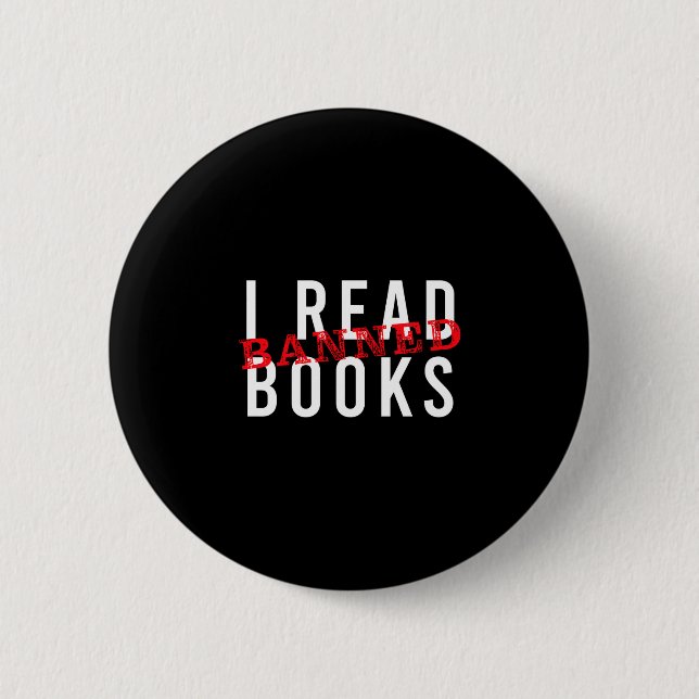 Read banned books teacher reading school book button (Front)