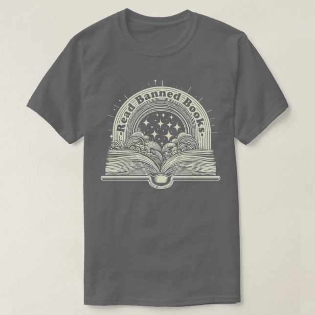 Read Banned Books Vintage Rainbow Book T-Shirt (Design Front)
