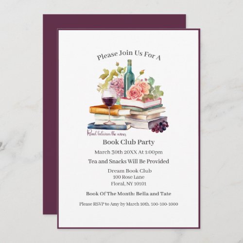 Read Between the Wines Book Club Invitation