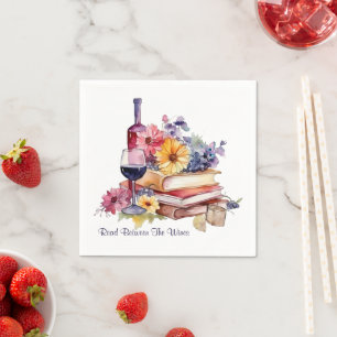 Read Between the Wines Book Lover, Book Club Napkins