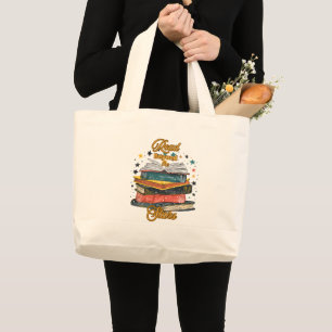 Read Beyond The Stars Vintage Book Lover Canvas Large Tote Bag
