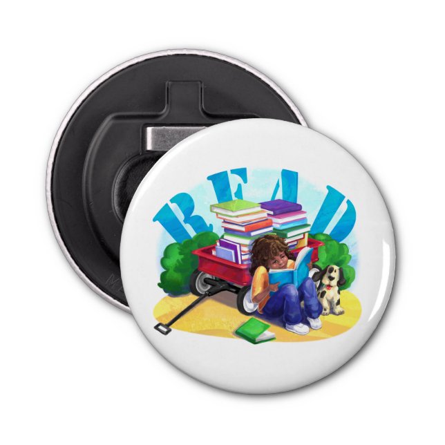 READ Book Wagon Art Bottle Opener (Front)