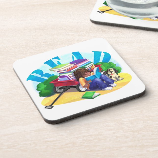 READ Book Wagon Art Coaster (Left Side)