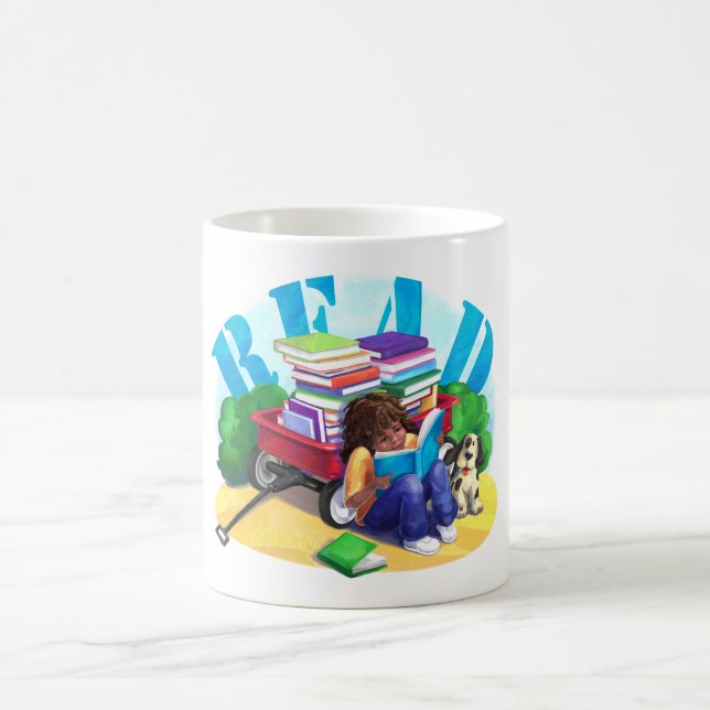 READ Book Wagon Art Coffee Mug (Center)