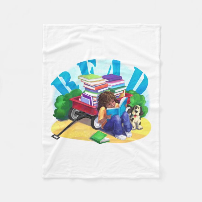 READ Book Wagon Art Fleece Blanket (Front)