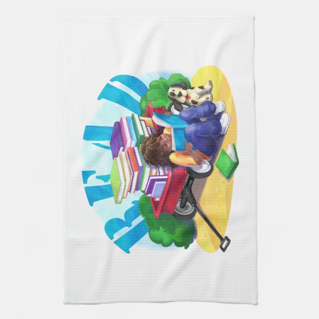 READ Book Wagon Art Kitchen Towel (Vertical)