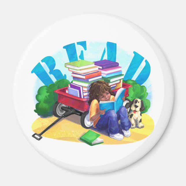READ Book Wagon Art Magnet (Front)