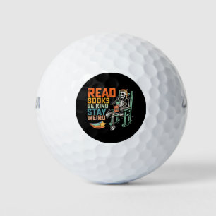 Read Books Be Kind Stay Weird Skeleton Golf Balls