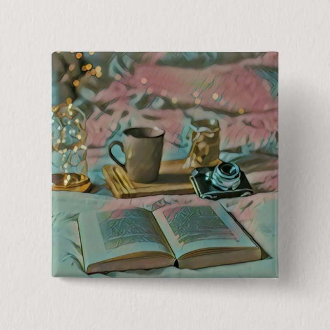 Read Books, Drink Coffee Button (Front)