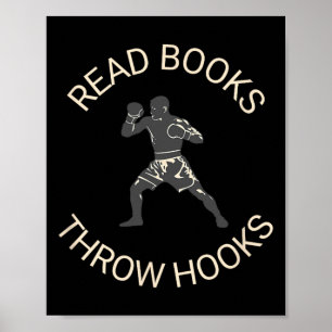 Read Books Throw Hooks Boxing Literacy Shirt  Poster