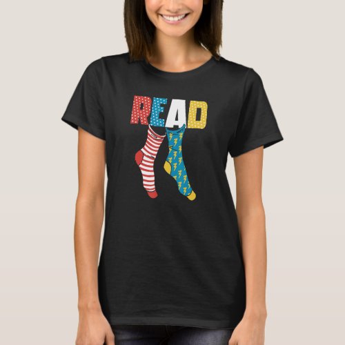 Read Books Wacky Socks Reading Teacher Book Nerds T_Shirt