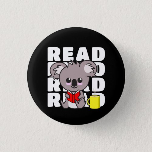 Read Cute Koala Reading Book  Coffee Mug Button