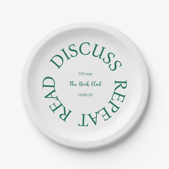 Read Discuss Repeat The Book Club Paper Plates (Front)