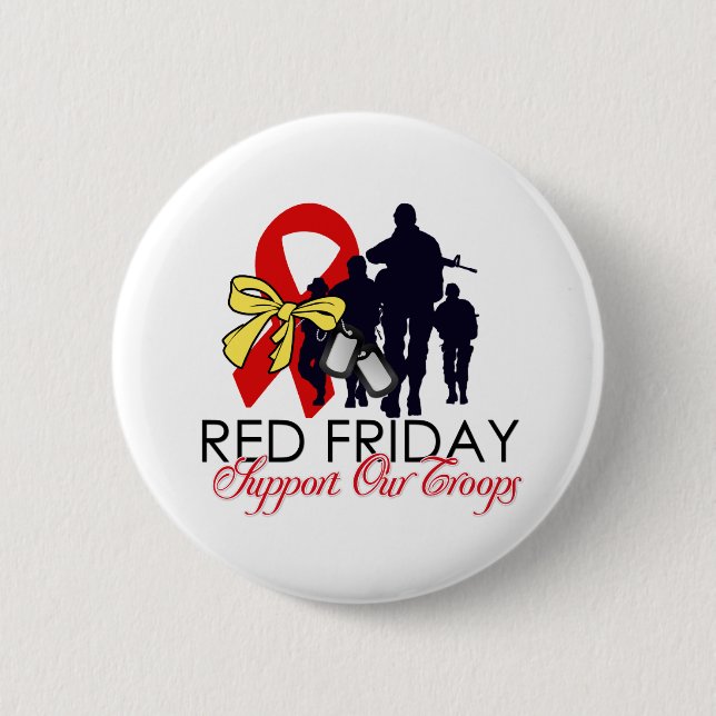 Read Friday - Support Our Troops Pinback Button (Front)