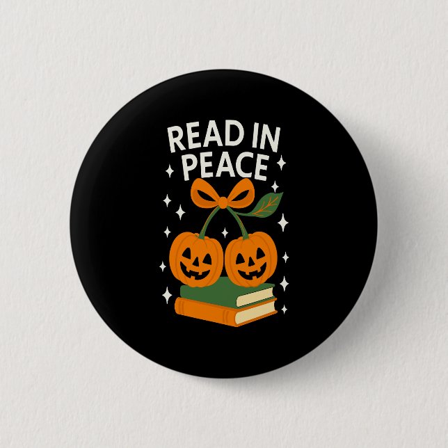 Read in Peace Funny Halloween Book Button (Front)