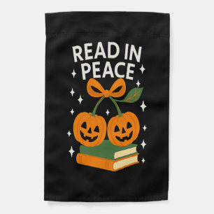 Read in Peace Funny Halloween Book Garden Flag