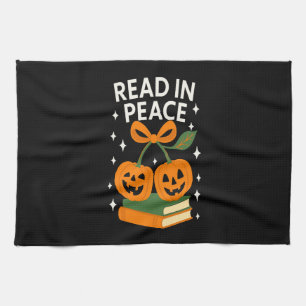 Read in Peace Funny Halloween Book Kitchen Towel