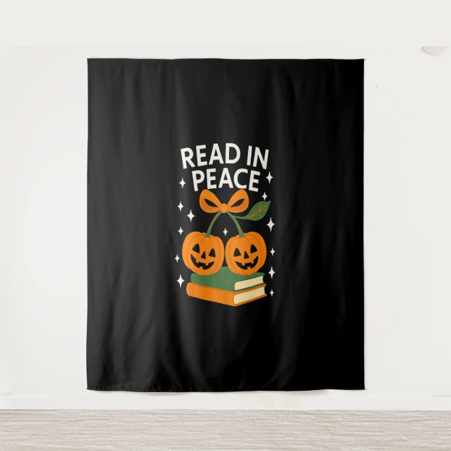 Read in Peace Funny Halloween Book Tapestry (Front)