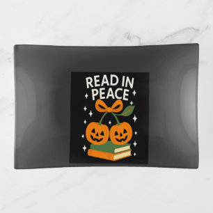 Read in Peace Funny Halloween Book Trinket Tray