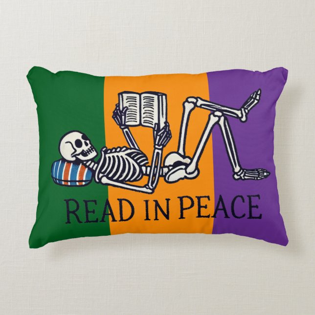 Read in peace skeleton accent pillow (Front)