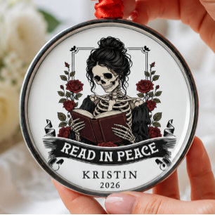 Read in Peace Skeleton Book Lover Ornament