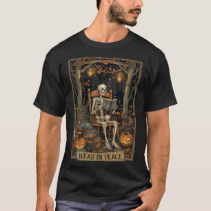 Read In Peace Skeleton Halloween Read Banned Books T-Shirt