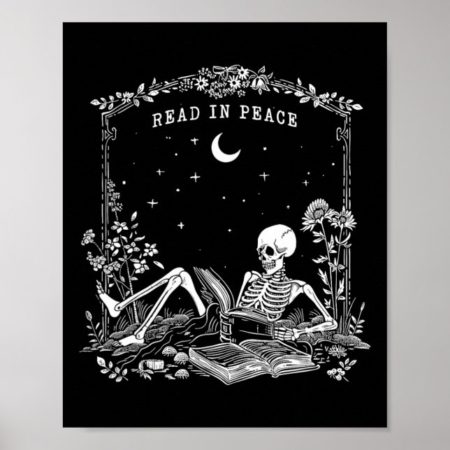 Read In Peace Spooky Teacher Skeleton Trick Teach  Poster (Front)