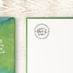 Read It Love It Return It Heart Script Book Plate Self-inking Stamp
