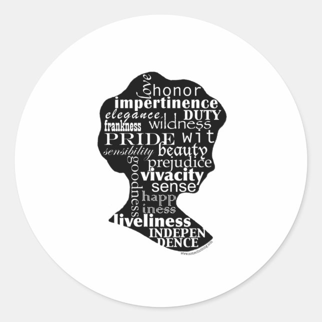 Read Jane Austen Cameo Classic Round Sticker (Front)