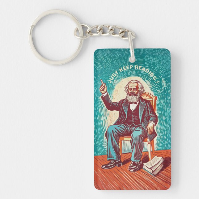 read Karl Marx Saint Fun Design Keychain (Front)