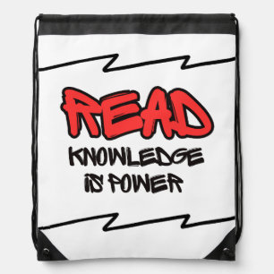 Read Knowledge Is Power Drawstring Bag